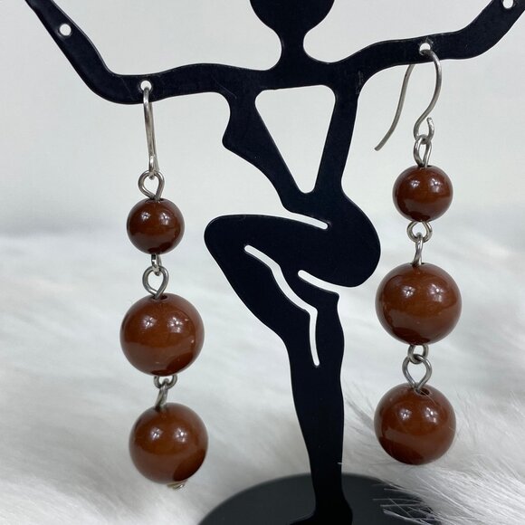 Jewelry - Brown Plastic Dangle & Drop Earrings